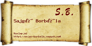 Sajgó Borbála névjegykártya